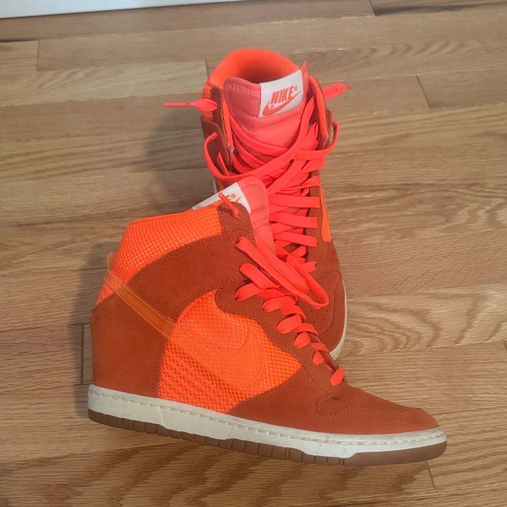Nike Women's Bright Orange Dunk Sky High (Hidden Wedge) Sneaker